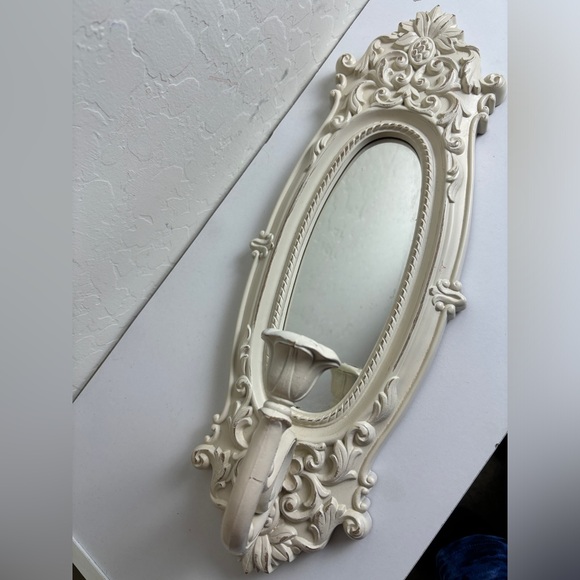 Vintage Home Interiors Victorian Oval Wall Mirror Aged sconce - Picture 2 of 9